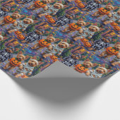 ハロウィーンのオーストラリアのテリアのトリックまたはトリートメント ラッピングペーパー (角)