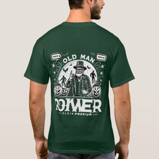 ハロウィーンのオールドマンパワーTシャツ Tシャツ (裏面)