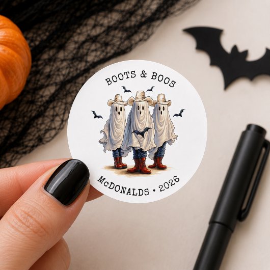 ハロウィーンのカウボーイ幽霊カスタム ラウンドシール