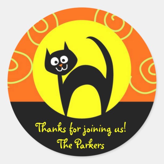 ハロウィーンのカスタマイズ可能な猫のシール ラウンドシール (正面)