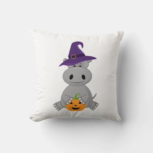 ハロウィーンのカバ ハロウィーン 魔女 ヒッポ クッション (正面)