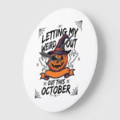 ハロウィーンのカボチャおばけTシャツ_1 ラージ壁時計 (傾斜)
