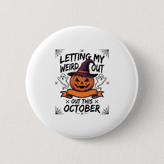 ハロウィーンのカボチャおばけTシャツ_1 缶バッジ (正面)