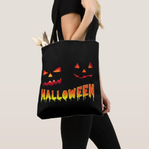 ハロウィーンのカボチャが暗闇で笑う トートバッグ