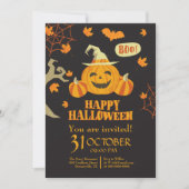 ハロウィーンのカボチャでハッピーハロウィーン Eat Drink Be Scary 招待状 (正面)