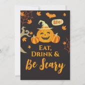 ハロウィーンのカボチャでハッピーハロウィーン Eat Drink Be Scary 招待状 (裏面)