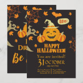 ハロウィーンのカボチャで楽しくお酒を飲んで怖がって 招待状 (正面/裏面)