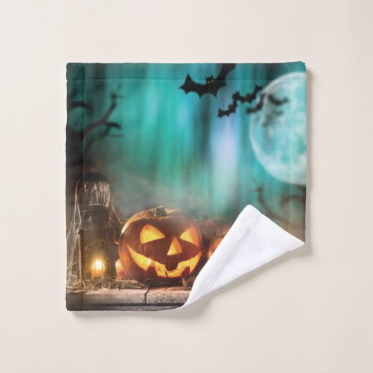 ハロウィーンのカボチャとこうもり ウォッシュタオル (ウォッシュタオル)