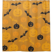 ハロウィーンのカボチャとこうもり シャワーカーテン (正面)