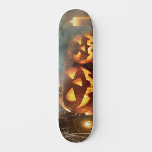 ハロウィーンのカボチャとこうもり スケートボード (正面)