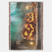 ハロウィーンのカボチャとこうもり スローブランケット (正面縦)