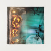 ハロウィーンのカボチャとこうもり タペストリー (正面(横))