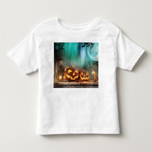 ハロウィーンのカボチャとこうもり トドラーTシャツ (正面)