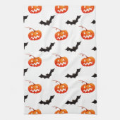 ハロウィーンのカボチャとこうもり,トリックまたは治療,ブー キッチンタオル (縦)