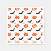 ハロウィーンのカボチャとこうもり，トリックまたは治療，ブー スタンダードカクテルナプキン (正面)