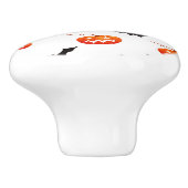 ハロウィーンのカボチャとこうもり，トリックまたは治療，ブー セラミックノブ (側面)