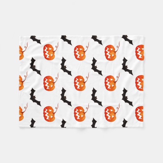 ハロウィーンのカボチャとこうもり,トリックまたは治療,ブー フリースブランケット (正面(横))