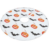 ハロウィーンのカボチャとこうもり，トリックまたは治療，ブー ブラッシュドポリエステルツリースカート (アングル)