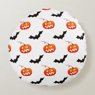 ハロウィーンのカボチャとこうもり,トリックまたは治療,ブー ラウンドクッション