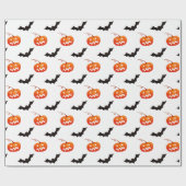 ハロウィーンのカボチャとこうもり，トリックまたは治療，ブー ラッピングペーパー (フラット)