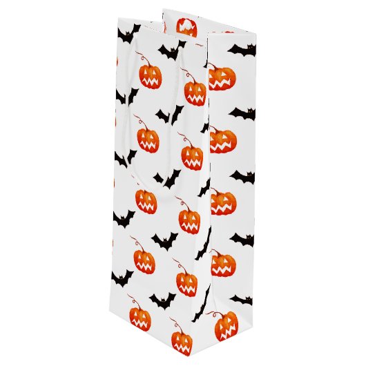ハロウィーンのカボチャとこうもり，トリックまたは治療，ブー ワインギフトバッグ (裏面アングル)