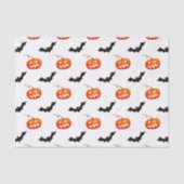 ハロウィーンのカボチャとこうもり，トリックまたは治療，ブー 薄葉紙 (正面)