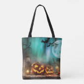 ハロウィーンのカボチャとこうもり トートバッグ (裏面)