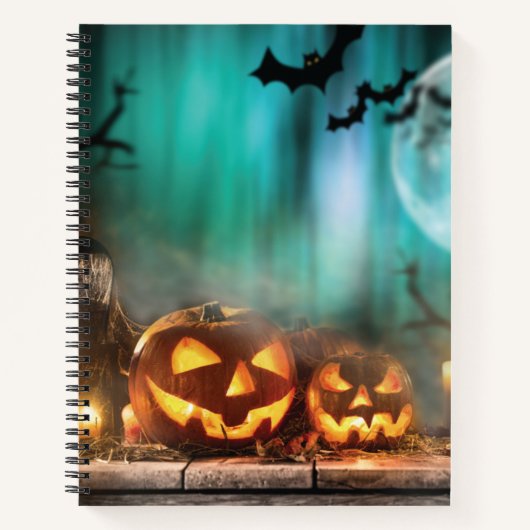 ハロウィーンのカボチャとこうもり ノートブック (正面)