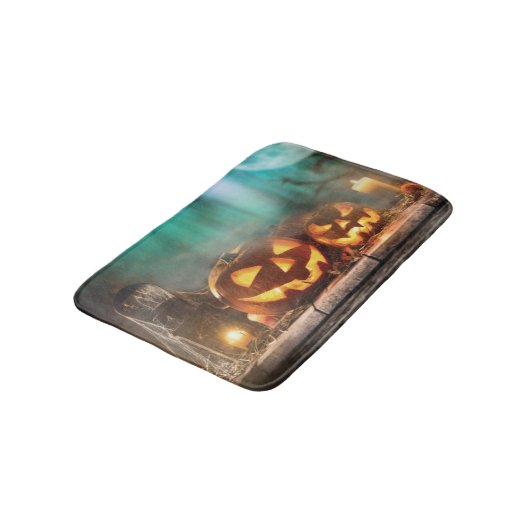 ハロウィーンのカボチャとこうもり バスマット (アングル)