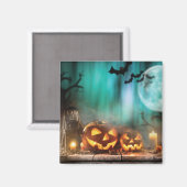 ハロウィーンのカボチャとこうもり マグネット (正面/裏面)