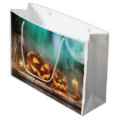 ハロウィーンのカボチャとこうもり ラージペーパーバッグ (正面アングル)