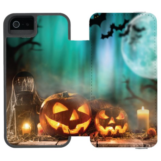 ハロウィーンのカボチャとこうもり INCIPIO iPhoneウォレットケース (フォリオ Open)