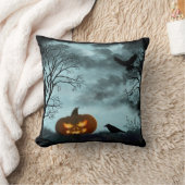 ハロウィーンのカボチャとレイヴン クッション (ブランケット)