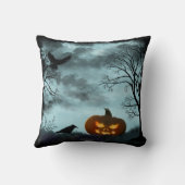 ハロウィーンのカボチャとレイヴン クッション (裏面)