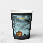 ハロウィーンのカボチャとレイヴン 紙コップ (裏面)