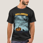ハロウィーンのカボチャとレイヴン Tシャツ (正面)