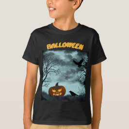ハロウィーンのカボチャとレイヴン Tシャツ