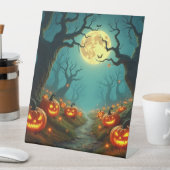 ハロウィーンのカボチャと大きな月 台座サイン (インサイチュ)