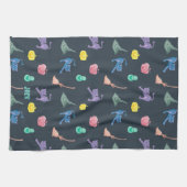 ハロウィーンのカボチャと猫、カスタマイズ可能 キッチンタオル (横)