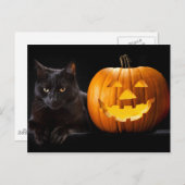 ハロウィーンのカボチャと黒猫 ポストカード (正面/裏面)