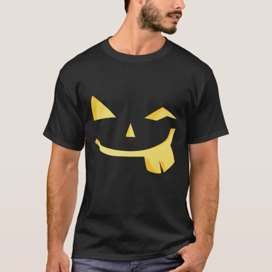 ハロウィーンのカボチャのちょうちんおもしろい顔ハロウィンシャツ Tシャツ (正面)