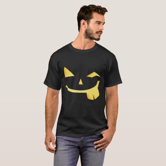 ハロウィーンのカボチャのちょうちんおもしろい顔ハロウィンシャツ Tシャツ (正面フル)