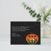ハロウィーンのカボチャのちょうちんおよびかかしのハローウィンパーティ 招待状 (スタンド正面)