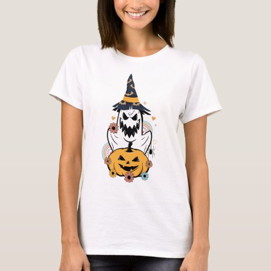 ハロウィーンのカボチャのちょうちんかぼちゃモンスターハロウィーン Tシャツ (正面)
