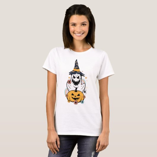 ハロウィーンのカボチャのちょうちんかぼちゃモンスターハロウィーン Tシャツ (正面フル)