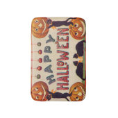 ハロウィーンのカボチャのちょうちんかぼちゃ黒猫りんご バスマット (正面縦)