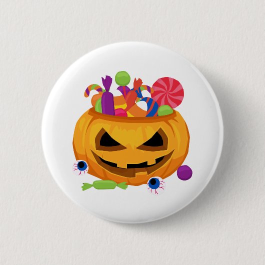 ハロウィーンのカボチャのちょうちんかぼちゃ 缶バッジ (正面)