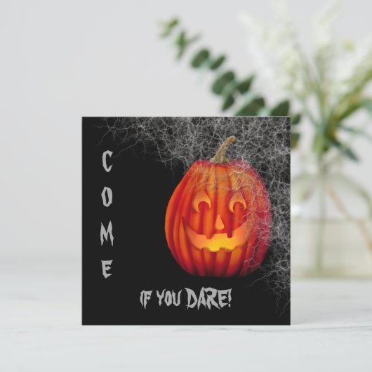 ハロウィーンのカボチャのちょうちんくもの巣ハローウィンパーティ 招待状 (スタンド正面)