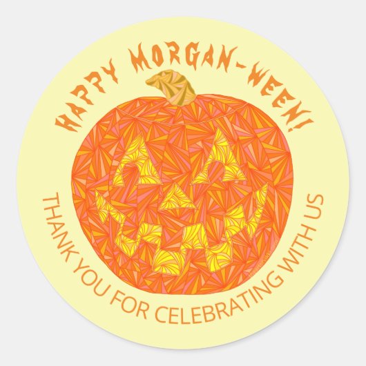 ハロウィーンのカボチャのちょうちんすてきキッズかわいい名前ウィーンハロウィーン ラウンドシール (正面)