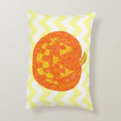 ハロウィーンのカボチャのちょうちんすてきハロウィーンパンプキンシェブロン アクセントクッション (裏面(縦))